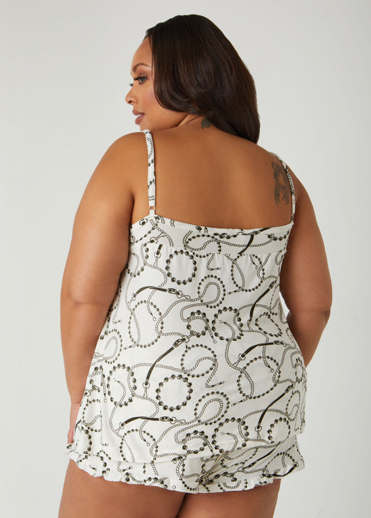 Love To Sleep Chain Print PJs Set
