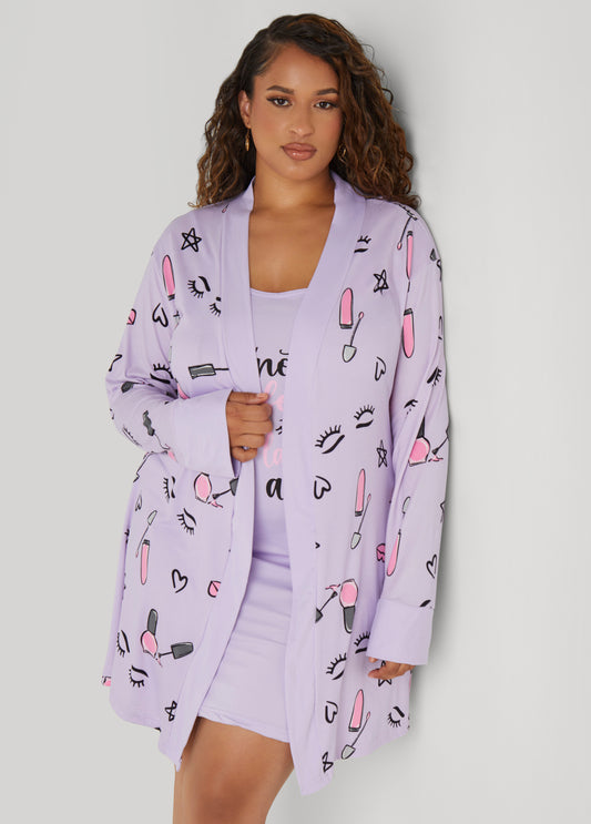 Plus Size Love To Sleep Lashes Robe Set