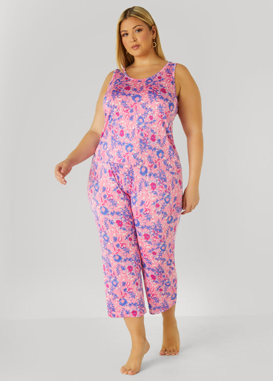 Plus Size Floral Print Pajama Set