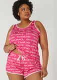 Plus Size Sleepwear Bebe Plus Size Logo Tank Shorts Pajamas 2pc Set