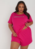 Plus Size Designer Sleepwear Bebe Ribbed Shorts PJ Set Loungewear