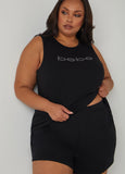 Plus Size Designer Bebe Ribbed Loungewear Shorts PJ Set Sleepwear