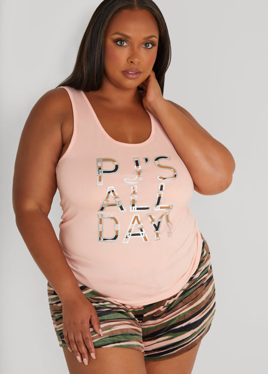 Plus Size Love To Sleep All Day Shorts Set