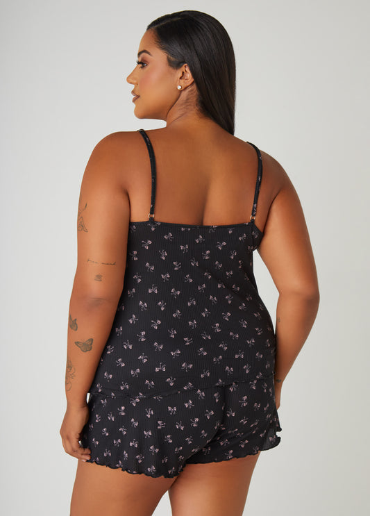 YMI Bow Print Shorts Set