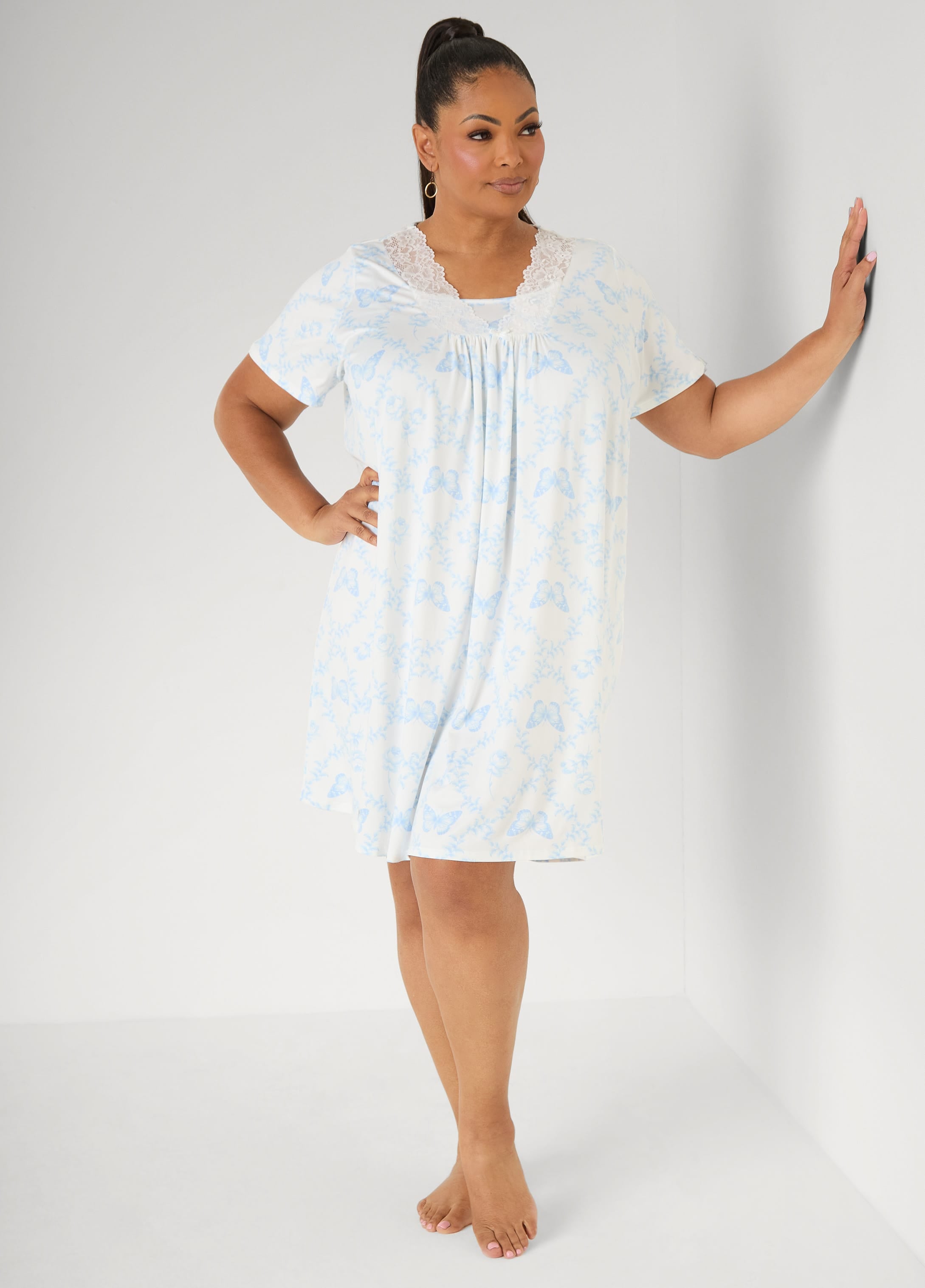Moon To Noon Butterfly Sleep Dress – Ashley Stewart