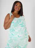 Moon To Noon Leaf Print PJs Set
