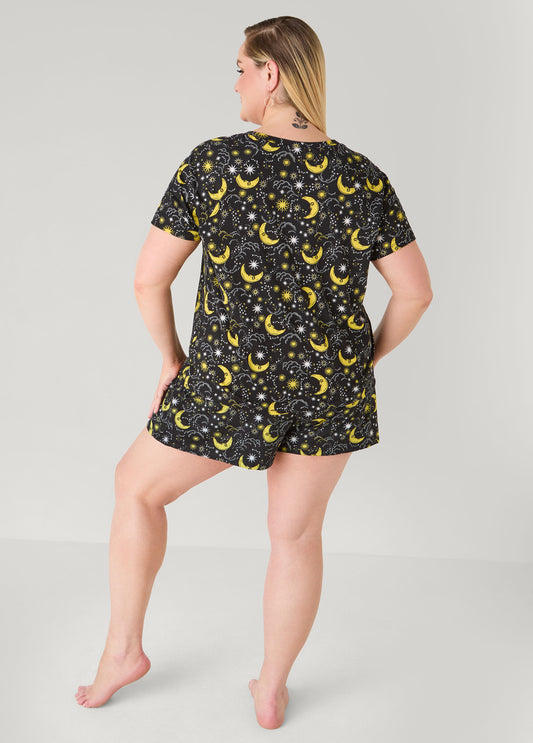 Moon To Noon Moon Print Short Set
