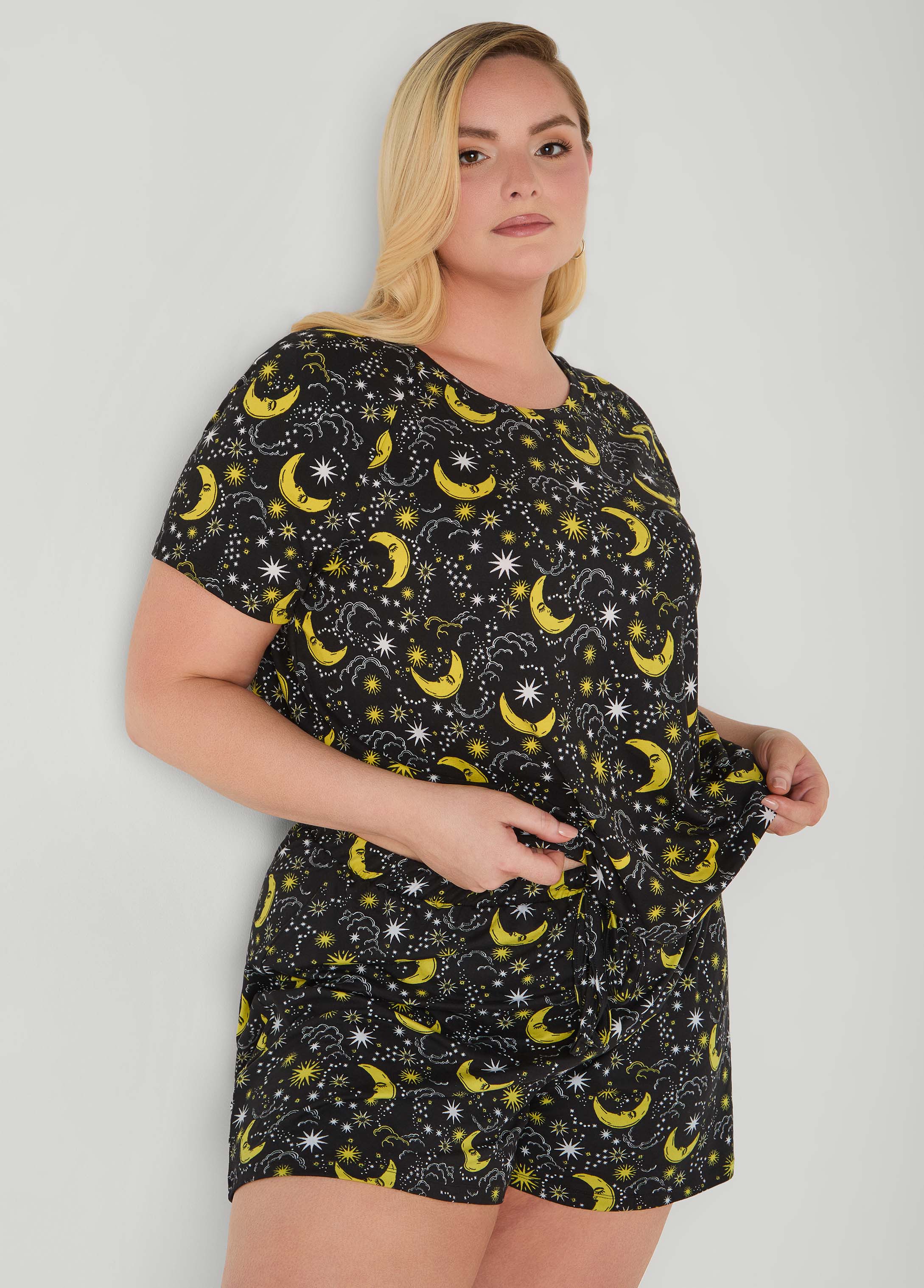 Moon To Noon Moon Print Short Set