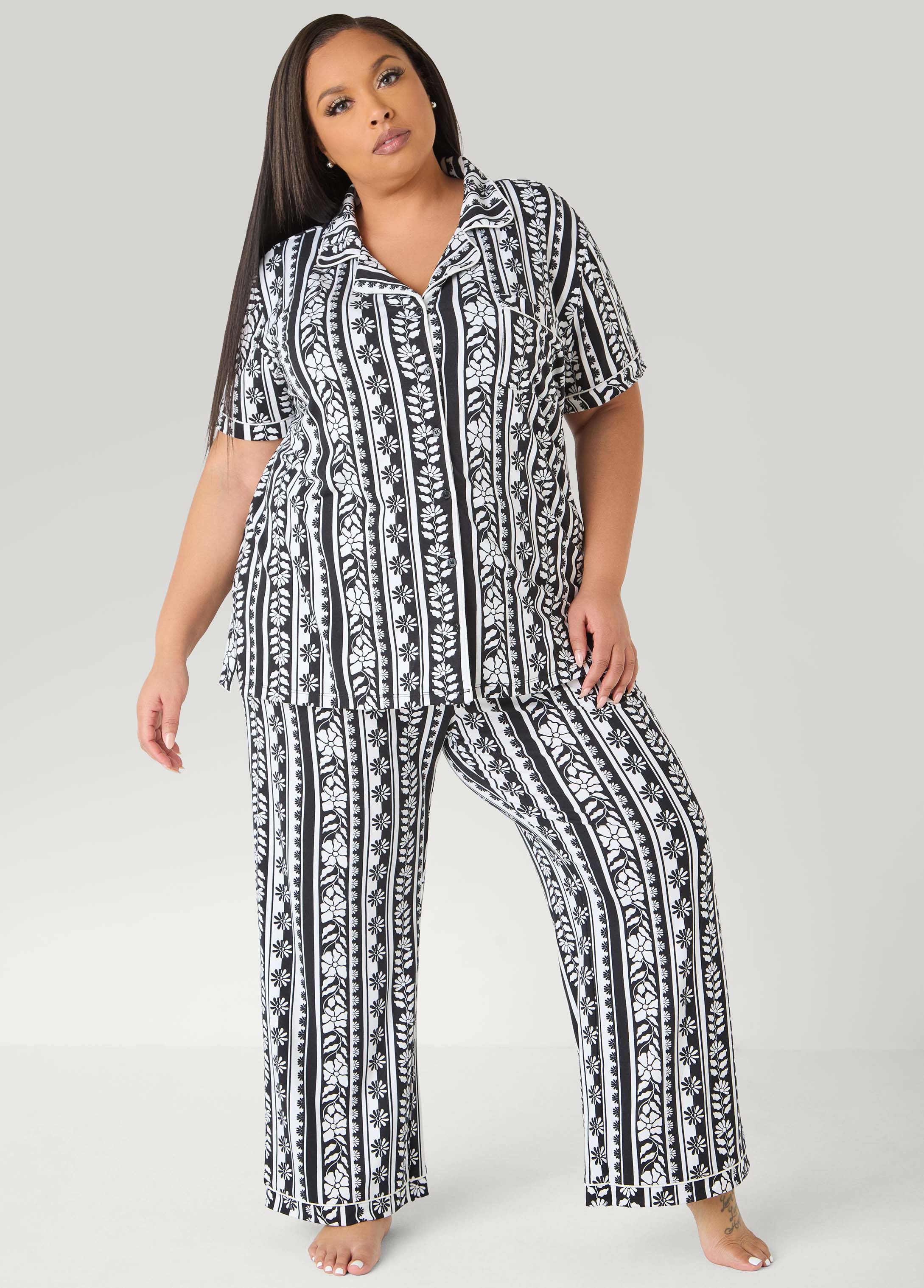 Moon To Noon Floral PJs Set