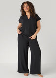 Textured V Neck Pajama Set