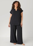 Textured V Neck Pajama Set