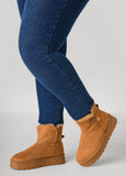 Button Faux Suede Ankle Boots