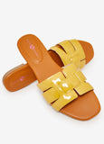 Basketweave Patent Leather Sandals