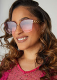 Chain Trimmed Rimless Sunglasses