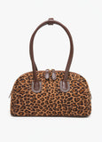 Leopard Faux Suede Shoulder Bag