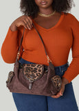 Leopard Paneled Faux Suede Satchel