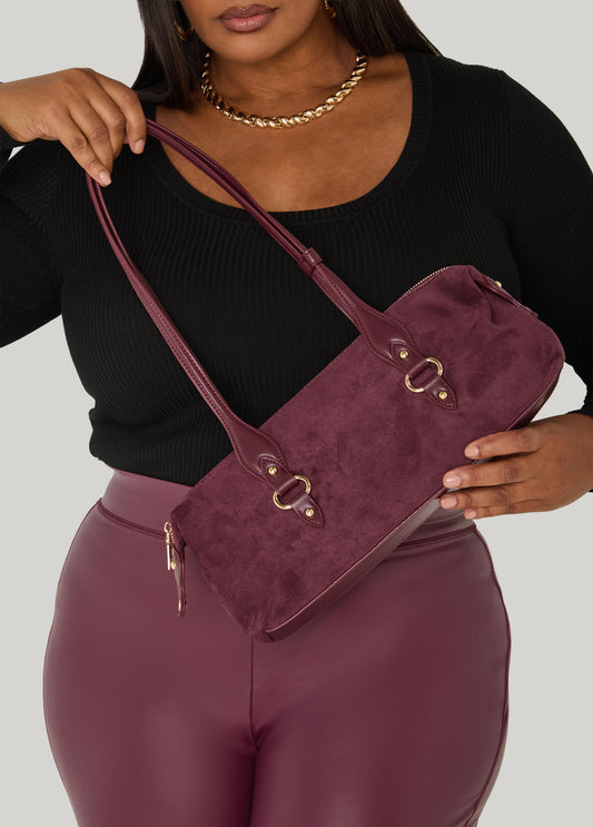 Faux Suede Shoulder Bag