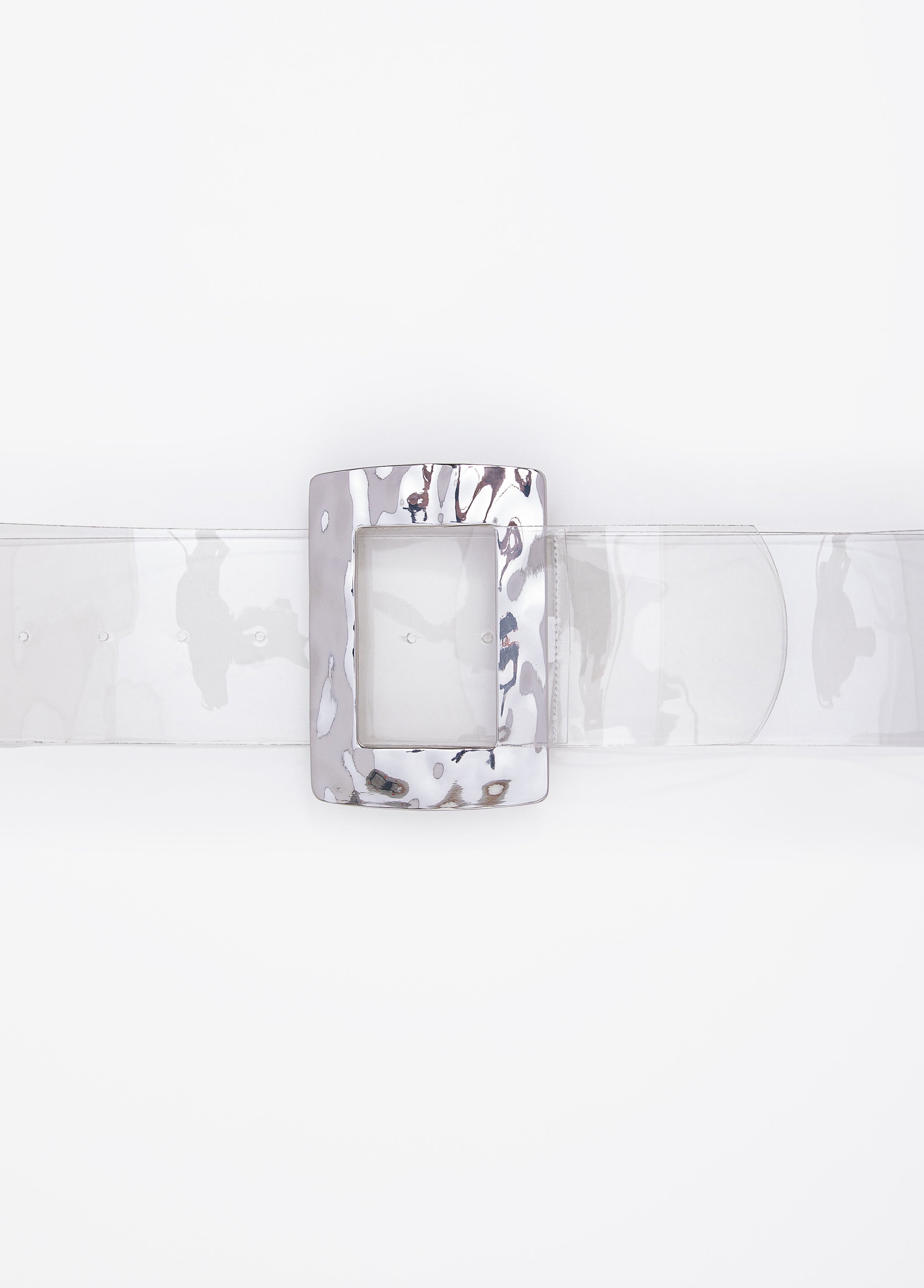 Hammered Buckle Clear Waist Belt