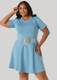 Hammered Buckle Clear Waist Belt