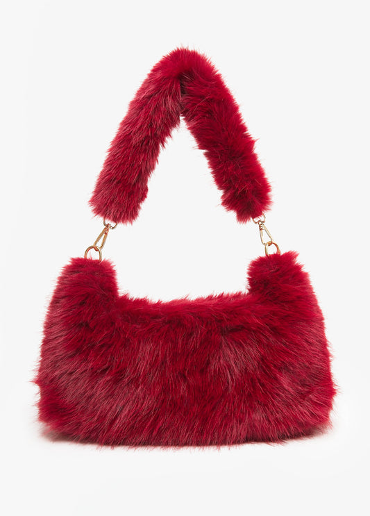 Faux Fur Top Handle Shoulder Bag