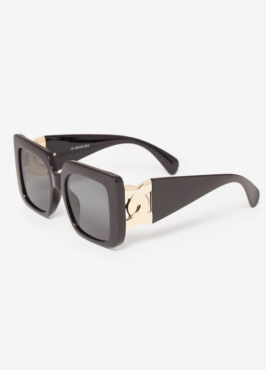 Chain Trimmed Square Sunglasses