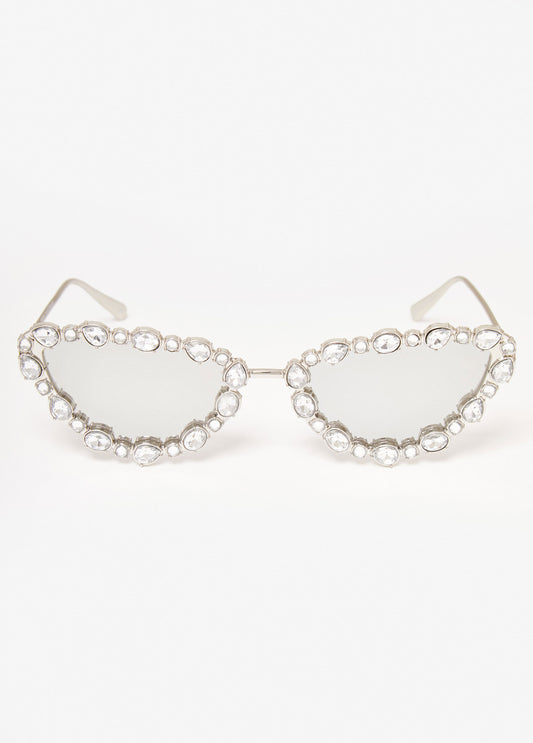 Trendy Accessories Crystal Cat Eye Tinted Sunglasses