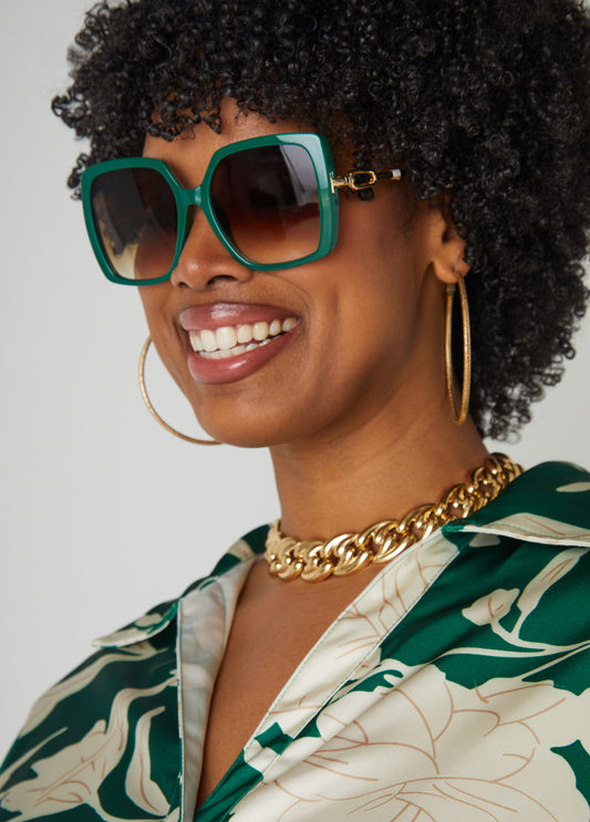 Chain Trimmed Tinted Sunglasses