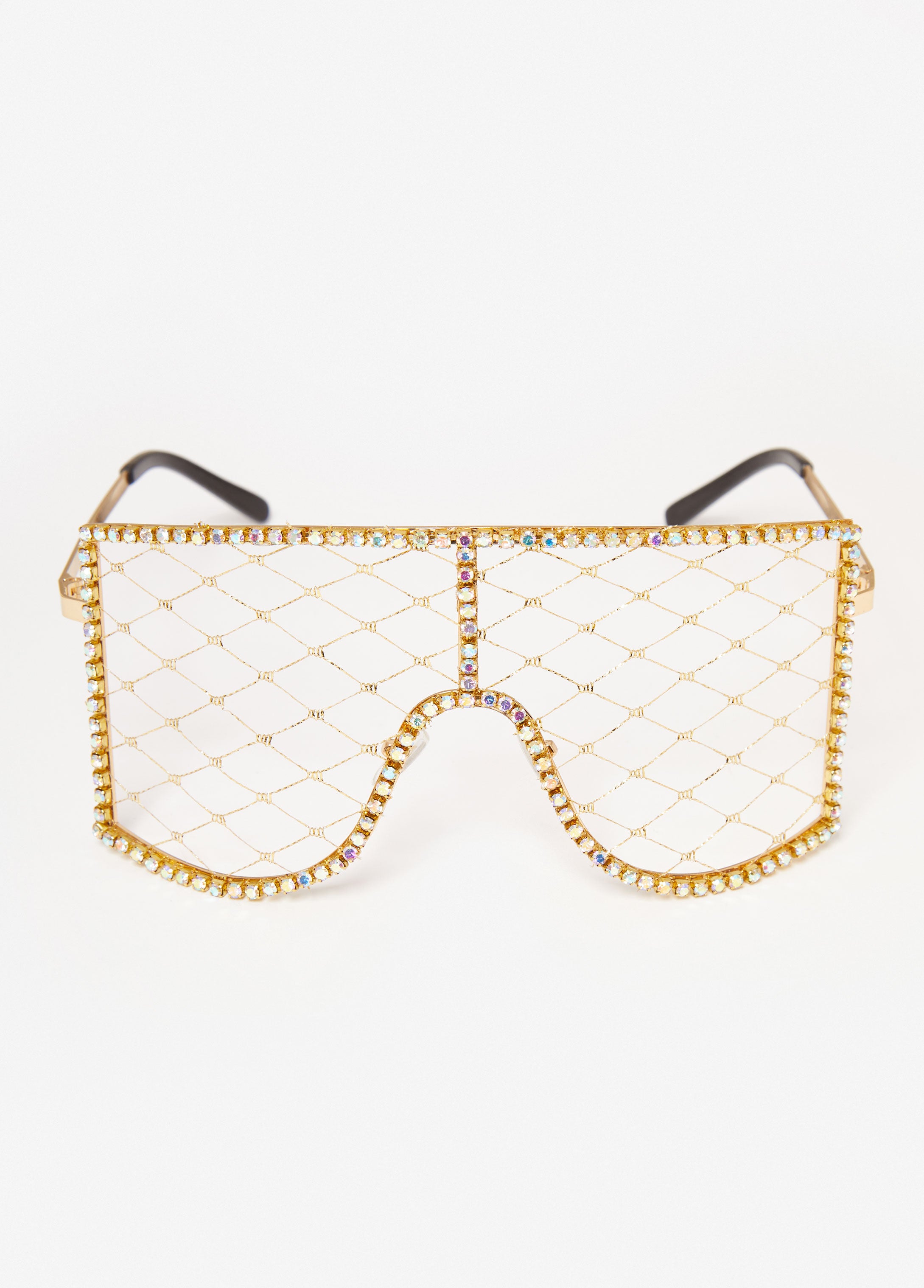 Trendy Caged Shield Sunglasses Affordable Women Glasses