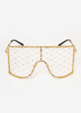 Trendy Caged Shield Sunglasses Affordable Women Glasses