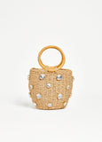 Trendy Straw Bucket Bag Cute Top Handle Handbag