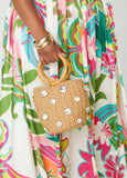 Crystal Straw Bucket Bag