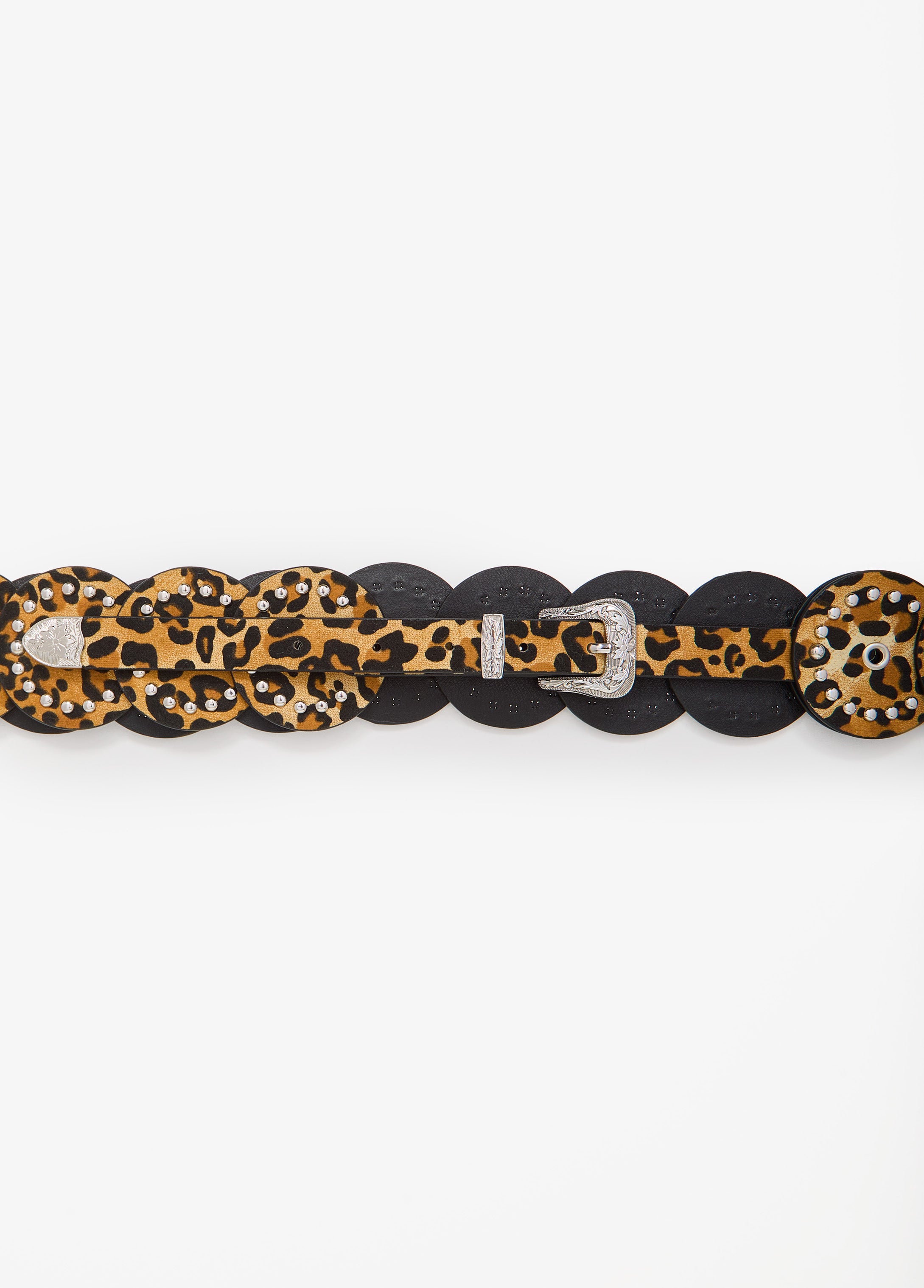 Plus Size Leopard Print Disc Belt