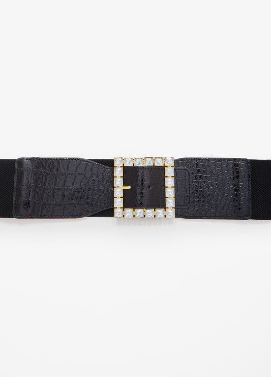 Croc Effect Faux Leather Belt