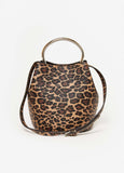 Textured Leopard Print Bucket Bag