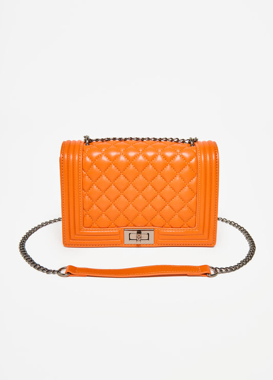Quilted Faux Leather Flap Bag