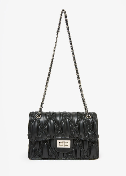 Textured Faux Leather Flap Bag