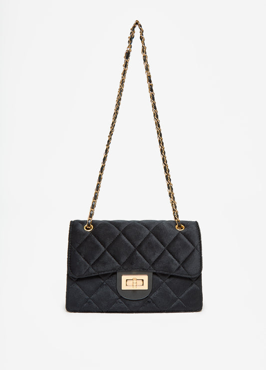 Quilted Velvet Crossbody Bag