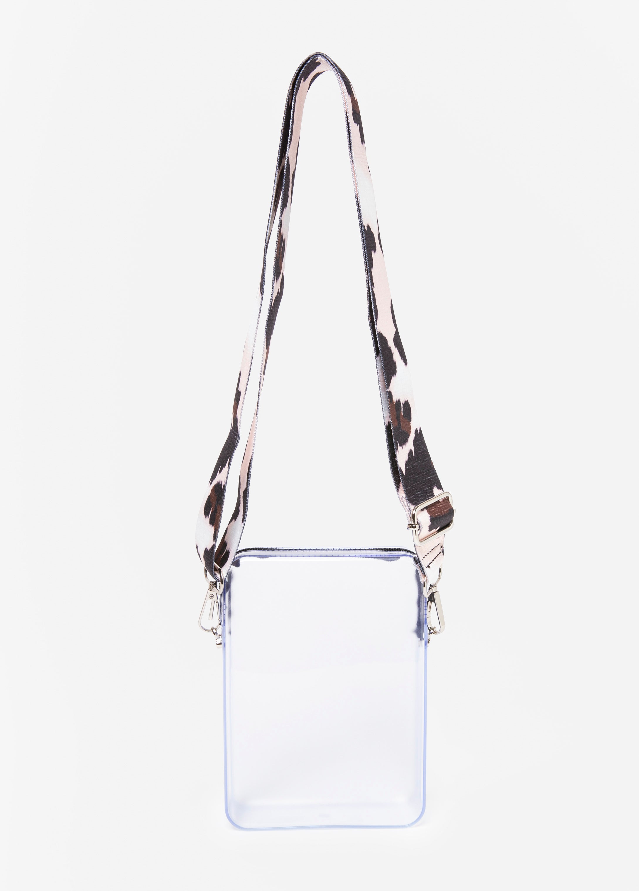 Cow Print Trimmed Clear Camera Bag