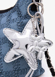 Embroidered Denim Shoulder Bag