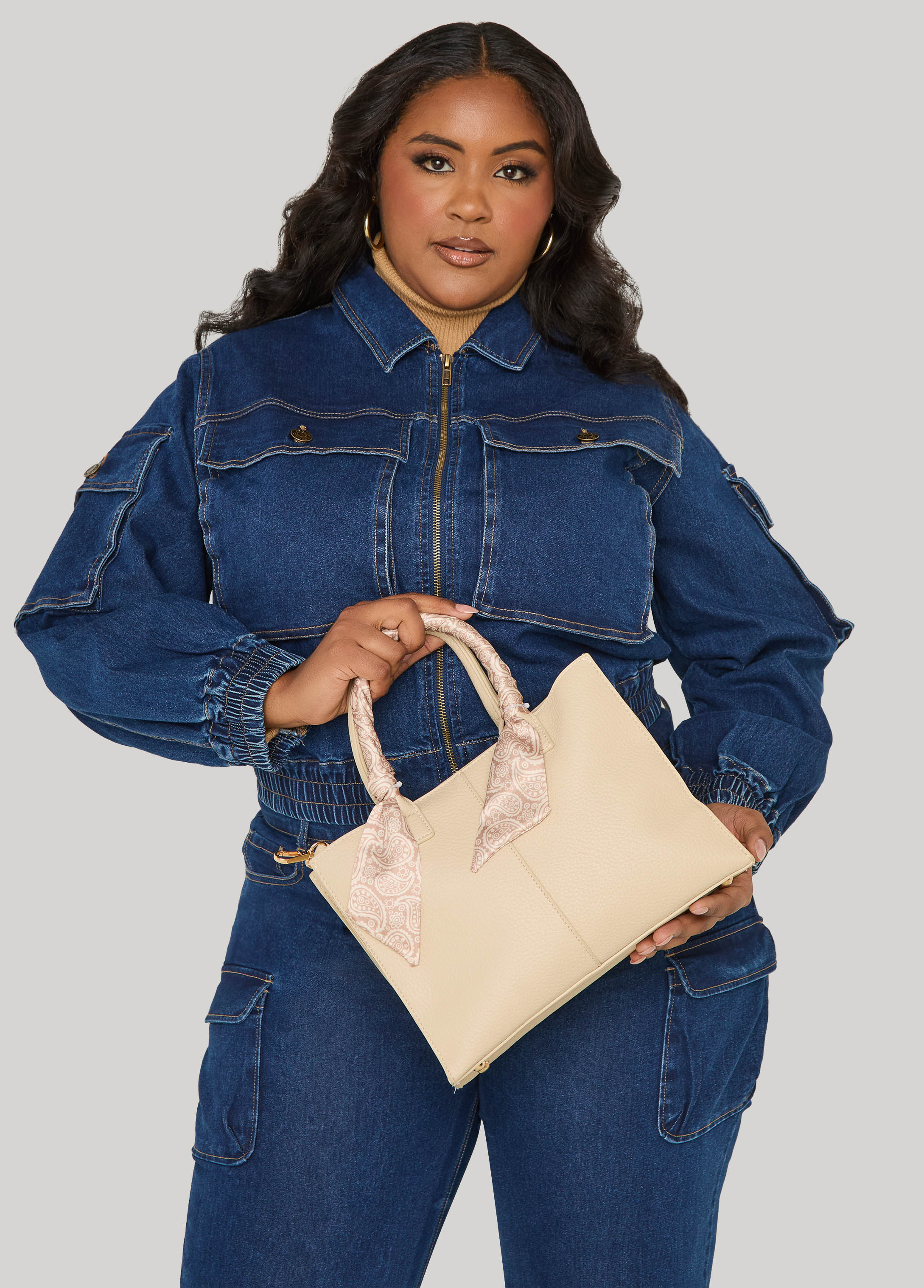 Scarf Embellished Satchel