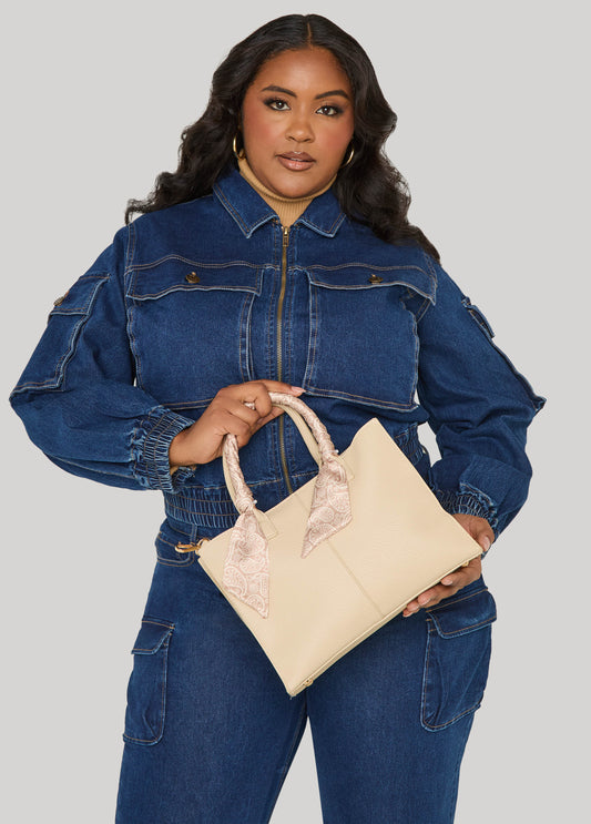 Scarf Embellished Satchel