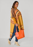 Scarf Accented Faux Leather Tote