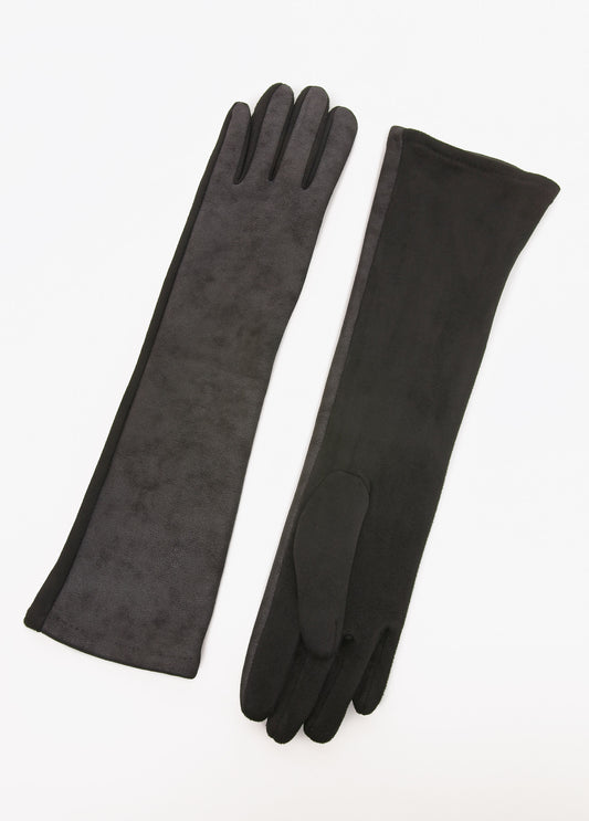 Paneled Faux Suede Gloves