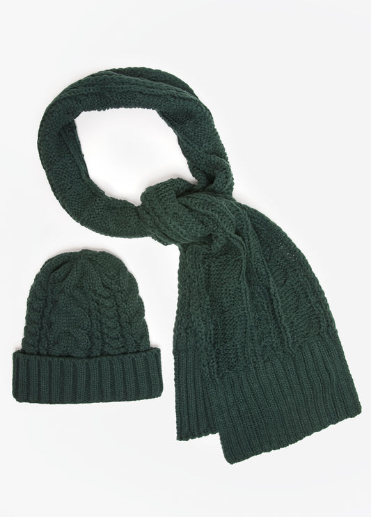 Cable Knit Hat And Scarf Gift Set