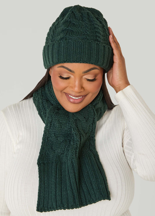 Cable Knit Hat And Scarf Gift Set