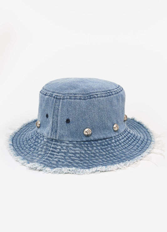 Studded Denim Bucket Hat