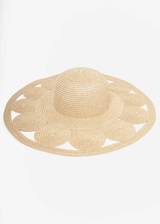 Metallic Cutout Straw Hat