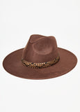 Plus Size Faux Leather Trimmed Panama Hat