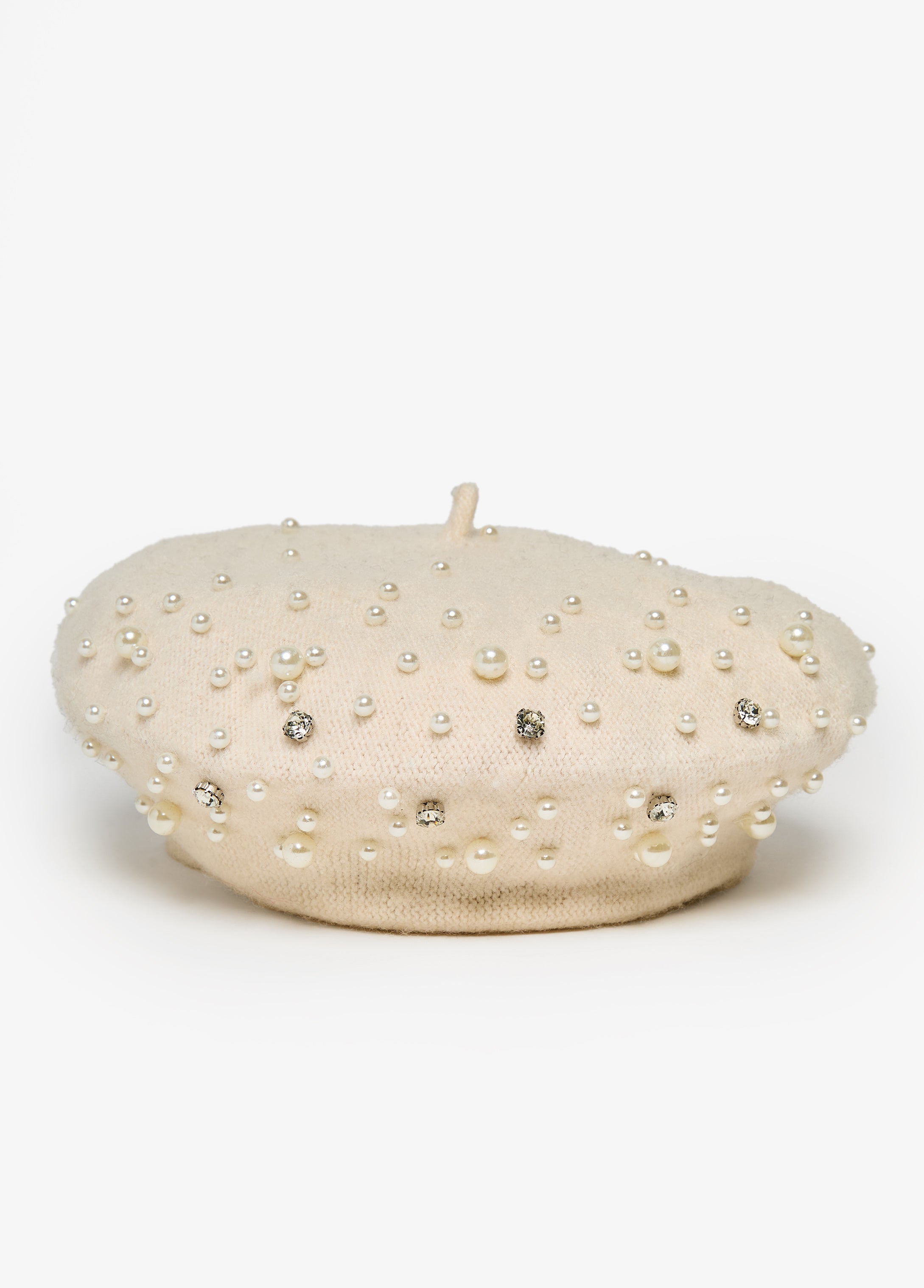 Faux Pearl And Crystal Beret