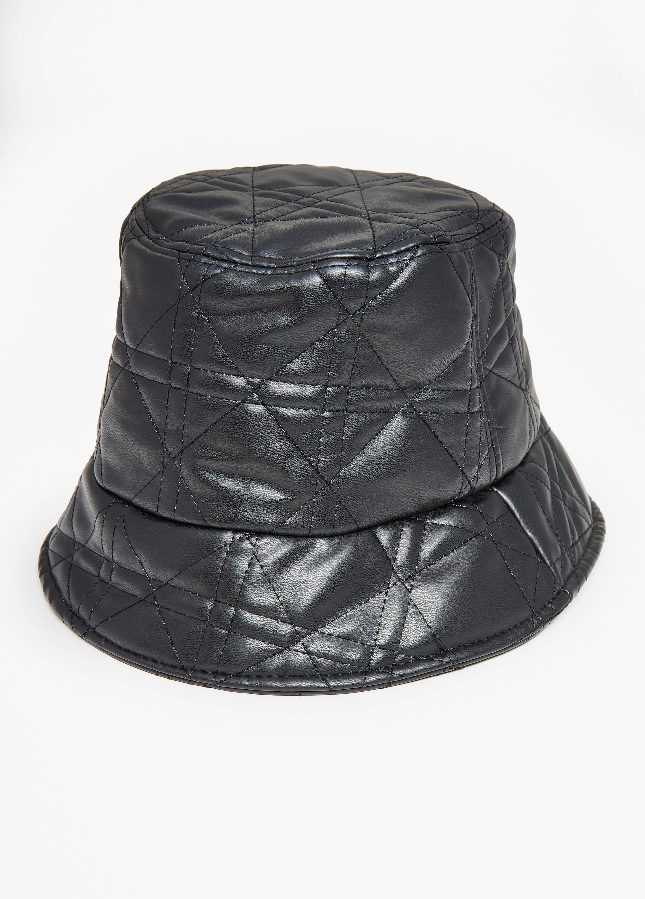 Quilted Faux Leather Bucket Hat
